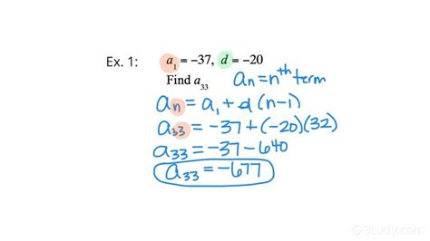 Finding A Specified Term Of An Arithmetic Sequence Given The Common Difference And First Term