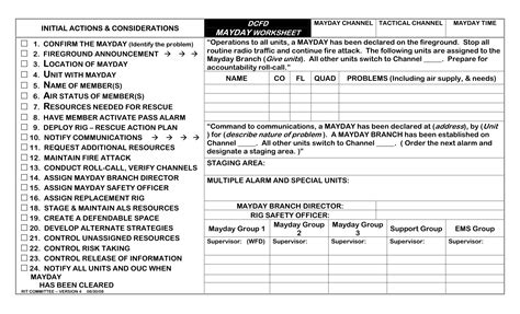 Printable Fireground Tactical Worksheet