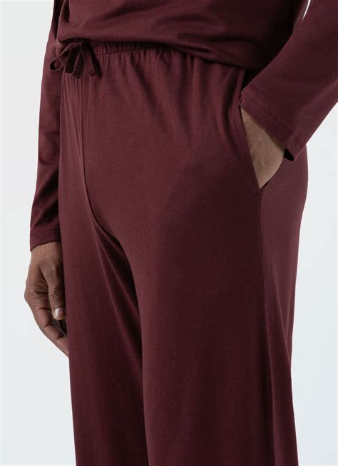 Mens Cotton Modal Lounge Pant In Maroon Sunspel