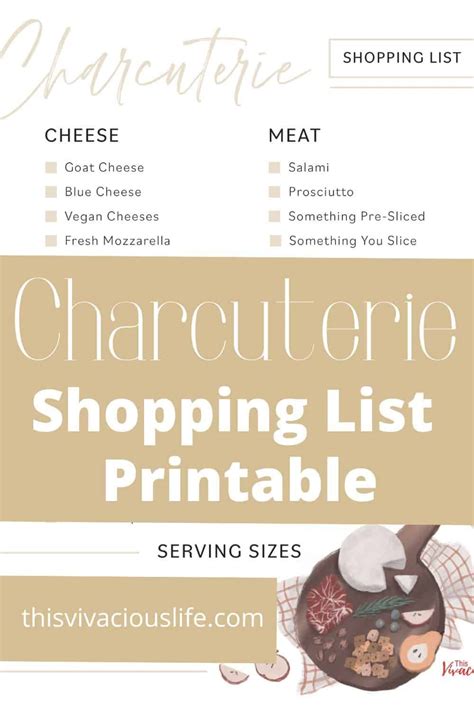 Charcuterie Board Shopping List Free Printable Charcuterie