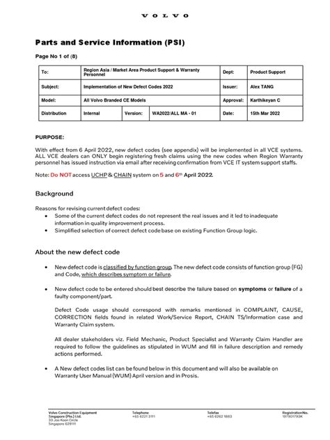 Psi 2022 03 15 Implementation Of New Defect Codes 2022 April Pdf Pdf