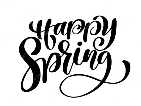 Premium Vector Happy Spring Hand Drawn Calligraphy And Brush Pen