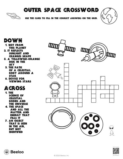 Space Themed Crossword Puzzles Beeloo Printable Crafts And Activities