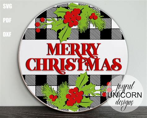 Merry Christmas Welcome Sign SVG, Christmas Door Hanger SVG, Buffalo ...