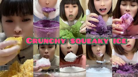 CRUNCHICE FREEZER FROST ONLY BITES ASMR MATCHA ICE EATING PURPLE ICE