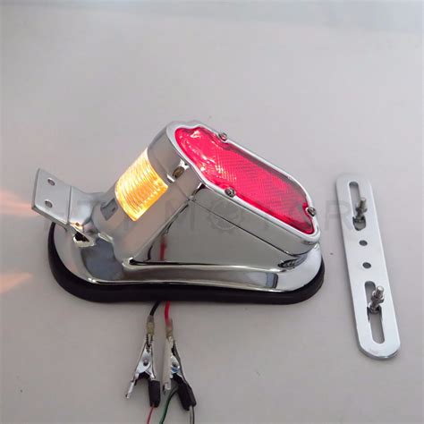 Metal Chrome Red Tombstone Brake Tail Light Signal For Harley Davidson