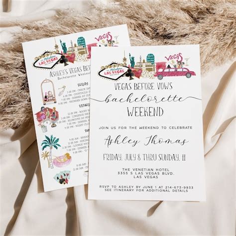 Las Vegas Bachelorette Invitation And Itinerary Template Bach Etsy