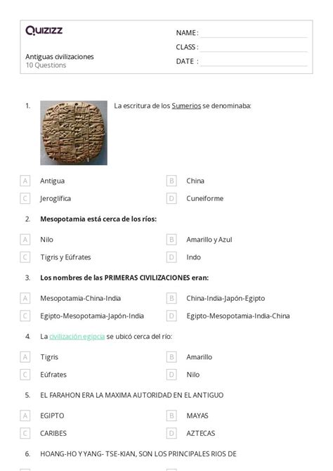 50 Civilización maya hojas de trabajo para Grado 6 en Quizizz Gratis