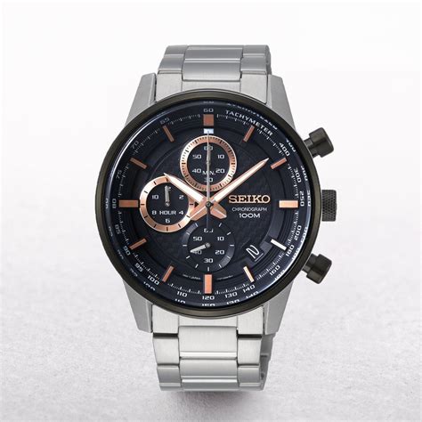 Gents Seiko Tachymeter Chronograph Black Dial