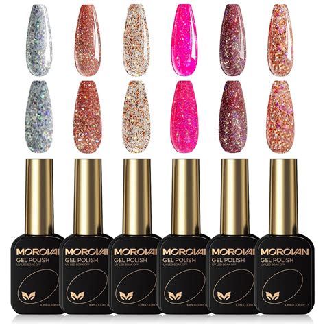 Morovan Gel Nail Polish Set 6 Colors Glitter Gel Polish