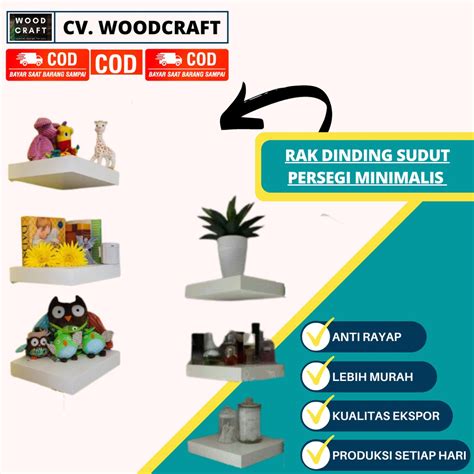 Jual Rak Ambalan Sudut Model Persegi Minimalis Rak Dinding Dekorasi