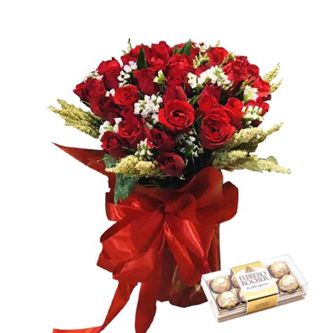 Send Red Roses With Ferrero Rocher To Manila Only