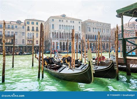 Gondolas On Grand Canal In Venice Italy Stock Image Image Of Boat