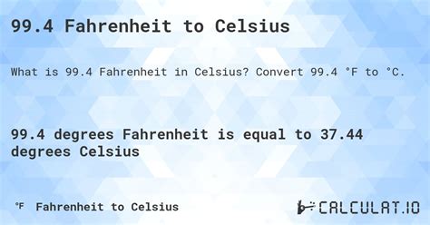 99.4 Fahrenheit to Celsius - Calculatio