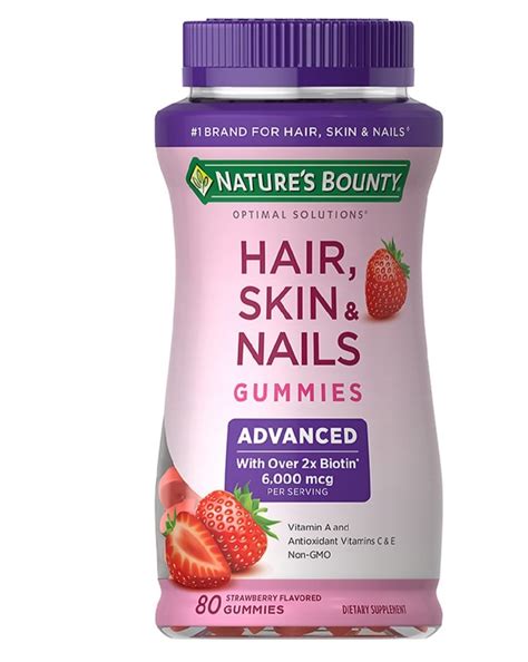 VITAMINA EN GOMITAS HAIR SKIN NAILS NATURES BOUNTY ORIGINAL KARLA CRUZ