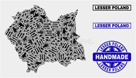 Handmade Collage of Lesser Poland Voivodeship Map and Grunge Seal Stock ...