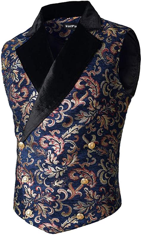 VATPAVE Mens Victorian Double Breasted Vest Gothic Steampunk Waistcoat