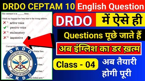 Drdo English Class Drdo English Question Paper Drdo Ceptam English