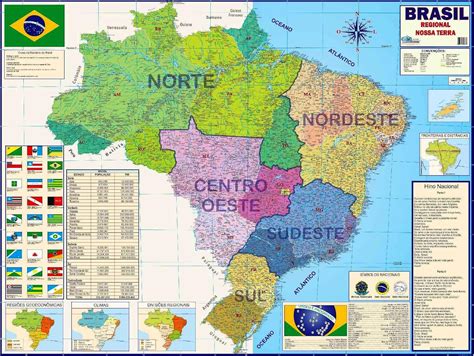 O Que São Regiões Planas - MAPA/POSTER DO BRASIL REGIONAL - AS CINCO REGIÕES – DIMENSÕES: LARGURA ...