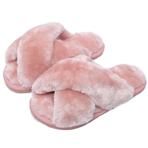 Drecage Kids Fluffy Slippers For Girls Open Toe Warm Fuzzy Slippers