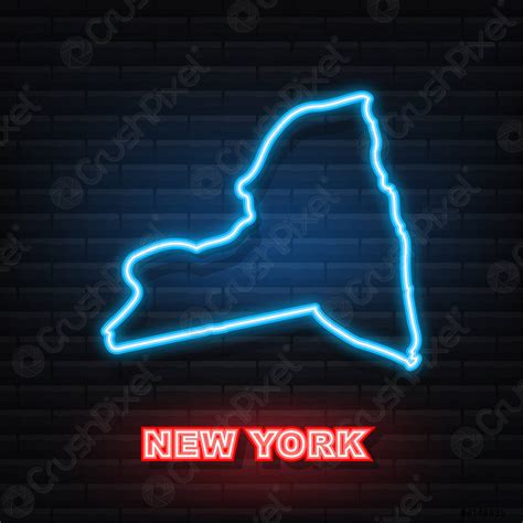 New York state map outline animation Neon icon Vector illustration ...