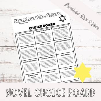 Number The Stars Novel Study Choice Board For Project Based Assessment