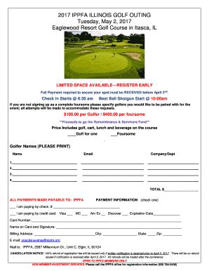 Fillable Online Golf Registration Form Ippfa Fax Email Print Pdffiller