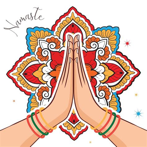 Illustration Of Karma Depicted With Namaste Indian Womens Hand