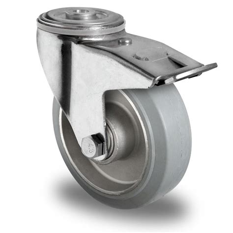 Bolt Hole Swivel Castor With Total Brake Mm Series Aae Double