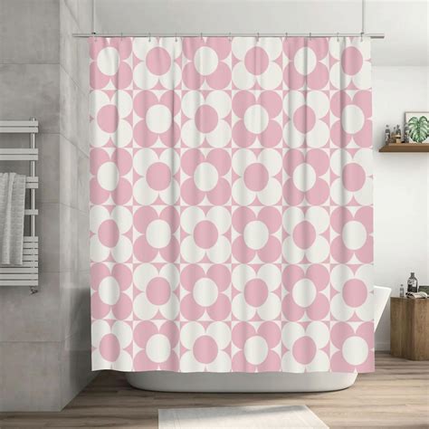 Ohocut Pink Flower Checkered Shower Curtain Funky Groovy