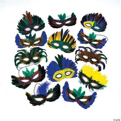 Bulk Mardi Gras Feather Mask Assortment 250 Pcs Oriental Trading