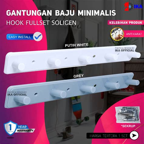 Jual Gantungan Baju Soligen Hanger Kait Plastik Pvc Kapstok Dinding