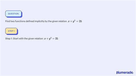 Solved Find Two Functions Defined Implicitly By The Given Relation X Y 2 25