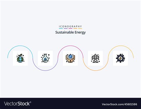 Sustainable Energy Line Filled Flat Icon Pack Vector Image