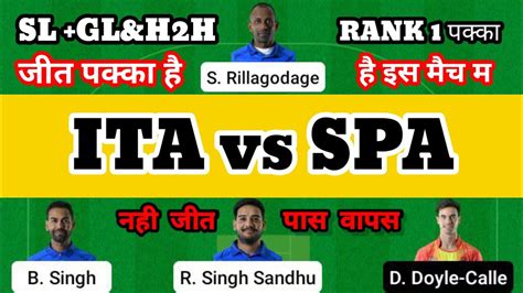 ITA Vs SPA Dream 11 Prediction ITA Vs SPA Dream 11 ITA Vs SPA Dream11