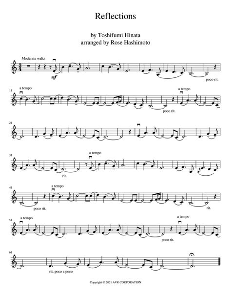 Reflections Toshifumi Hinata Violin Solo Digital Sheet Music