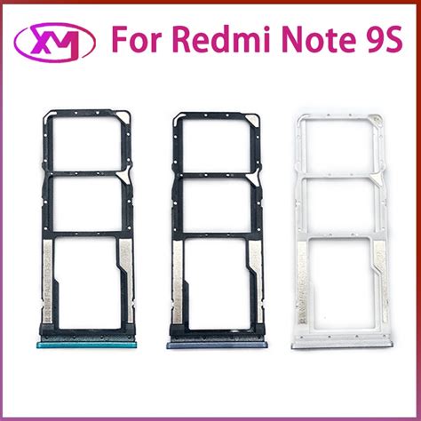 New For Xiaomi Redmi Note 9s Sim Card Tray Socket Slot Holder Adapters Replacement Spare Parts