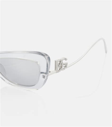 Dg Embellished Cat Eye Sunglasses In Grey Dolce Gabbana Mytheresa