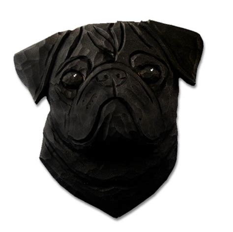 Pug Head Plaque Figurine Black