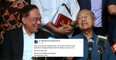 Tun Dr Mahathir Mohamad Congratulates Prime Minister Anwar