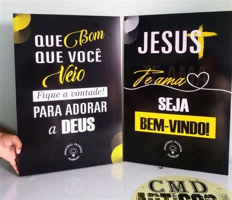 Kit Placa Bem Vindo Igreja Culto Personalizada X Cm Elo Em