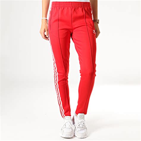 Adidas Originals Pantalon Jogging A Bandes Femme Sst Ed7575 Rouge Blanc