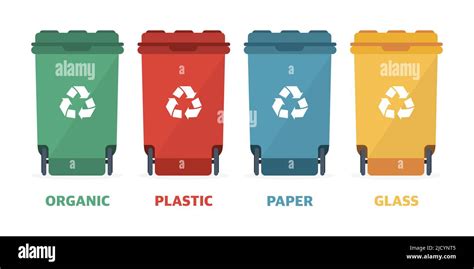 Ilustración Vectorial De Papeleras De Reciclaje De Diferentes Colores