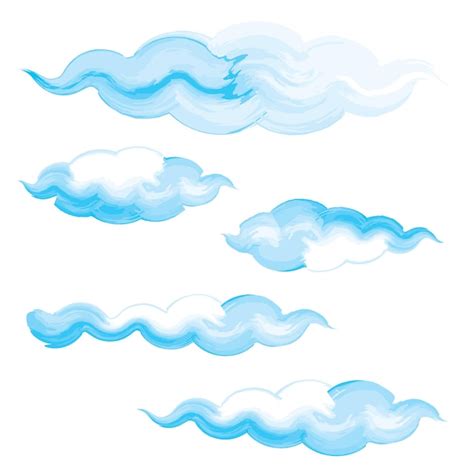 Premium Vector | Watercolor blue CLOUDS hand drawn