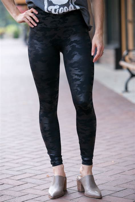 Spanx Faux Leather Camo Leggings Adorn