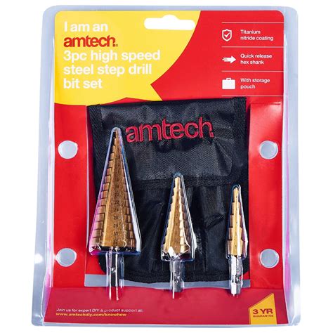 Pc High Speed Steel Step Drill Set Large Amtech