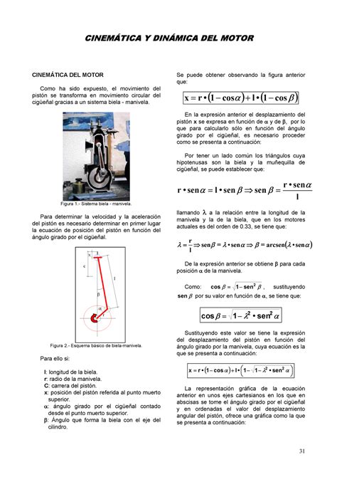 Cinematica y Dinamica de un motor CINEMÁTICA Y DINÁMICA DEL MOTOR