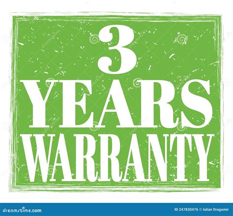 3 YEARS WARRANTY Text On Green Stamp Sign Stock Illustration