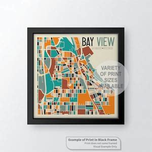bay view neighborhood milwaukee wisconsin art map print  james