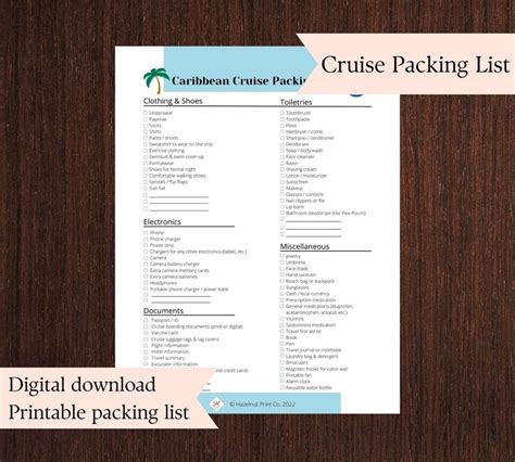 Caribbean Cruise Packing List. Printable Packing List for Cruise to ...